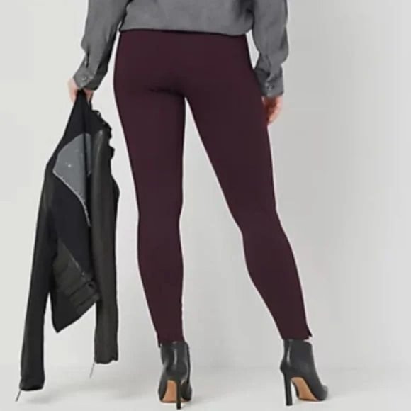 NEW NWT Spanx Ponte Ankle Leggings Brandywine Purple SZ PM Medium Petite Slit - Picture 3 of 7